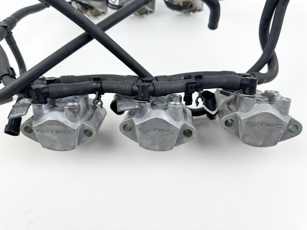 2010 Evinrude 250 HP 2 Stroke Outboard Fuel Injector Set W/ Rail 5007765 OEM