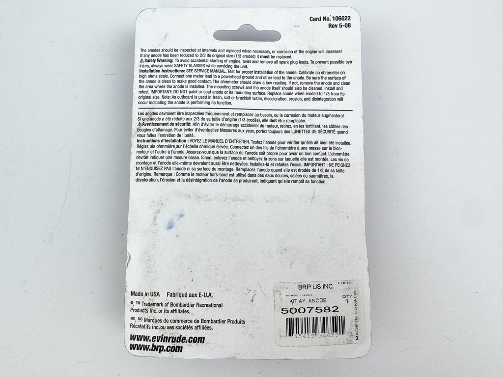 Evinrude Johnson New Old OEM Anode Kit 5007582