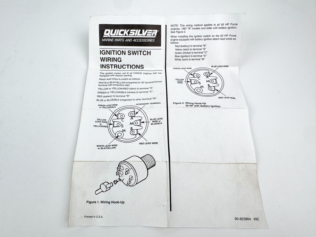 Mercury Quicksilver New Old OEM Ignition Switch /w Key F5H268