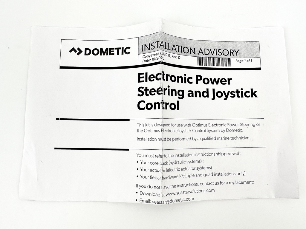 SeaStar Optimus Dometic Front Mount Electronic Steering Control Helm EH1512