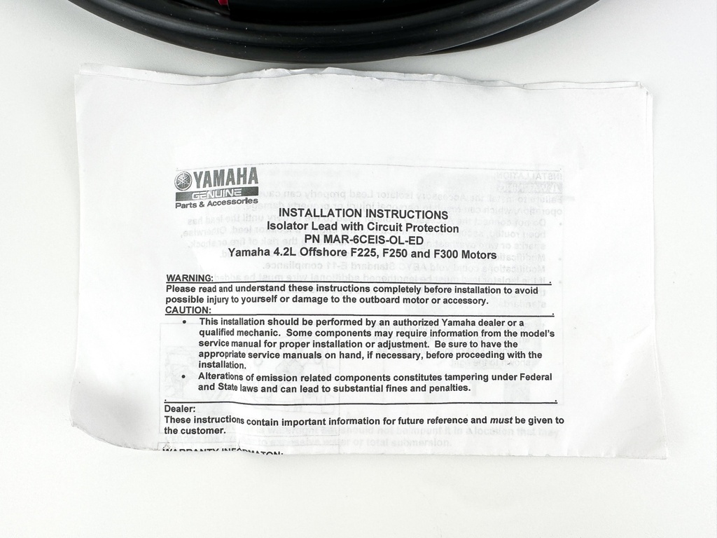 Yamaha Outboard Battery Isolator Lead 4.2 L 100A Circuit Protection 14FT MAR-6CEIS-1L-ED OEM