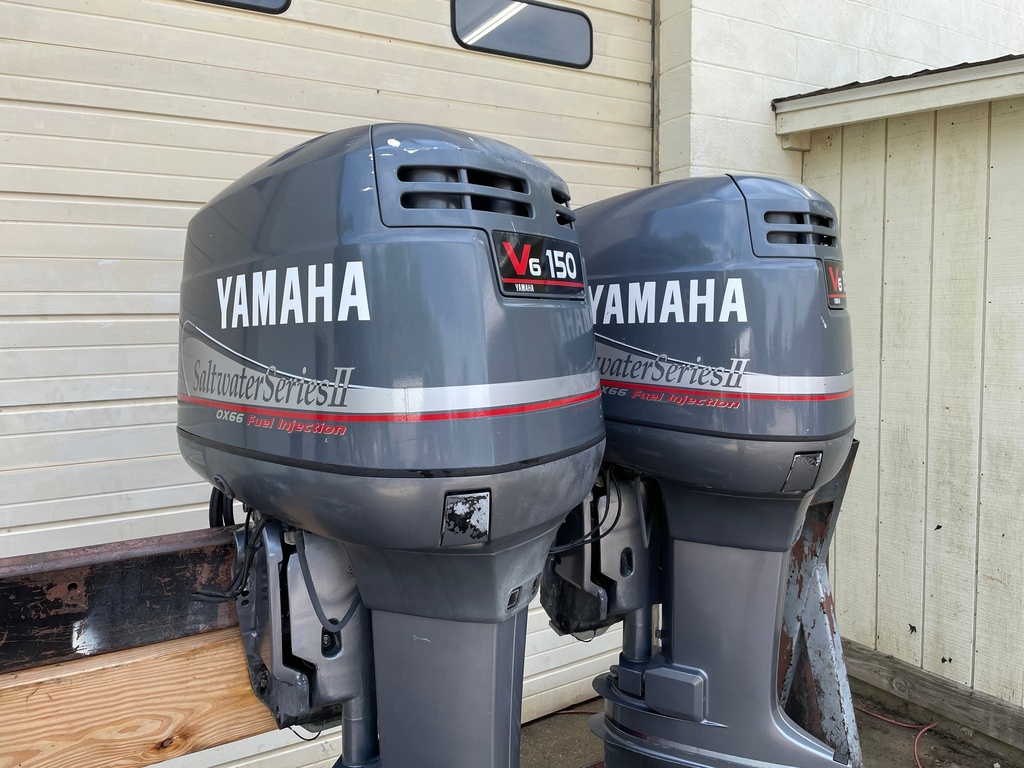 2 Yamaha 150HP 2 Stroke Outboards W/ 25" Shaft OX66 - Twins