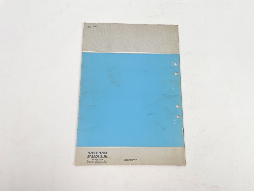 Volvo Penta Stern Drive Manual MS4A -7 Gearbox Manual 2-1987 7731587