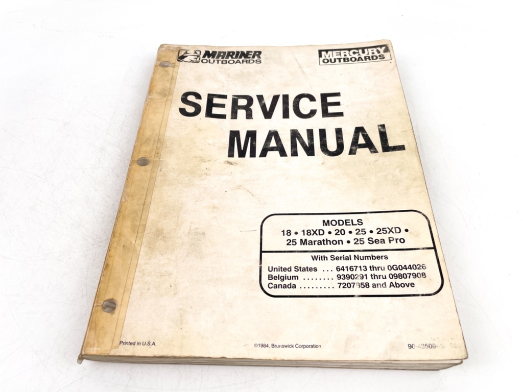 Mercury Mariner Outboards 18 20 25 HP Service Shop Manual 90-43509--3