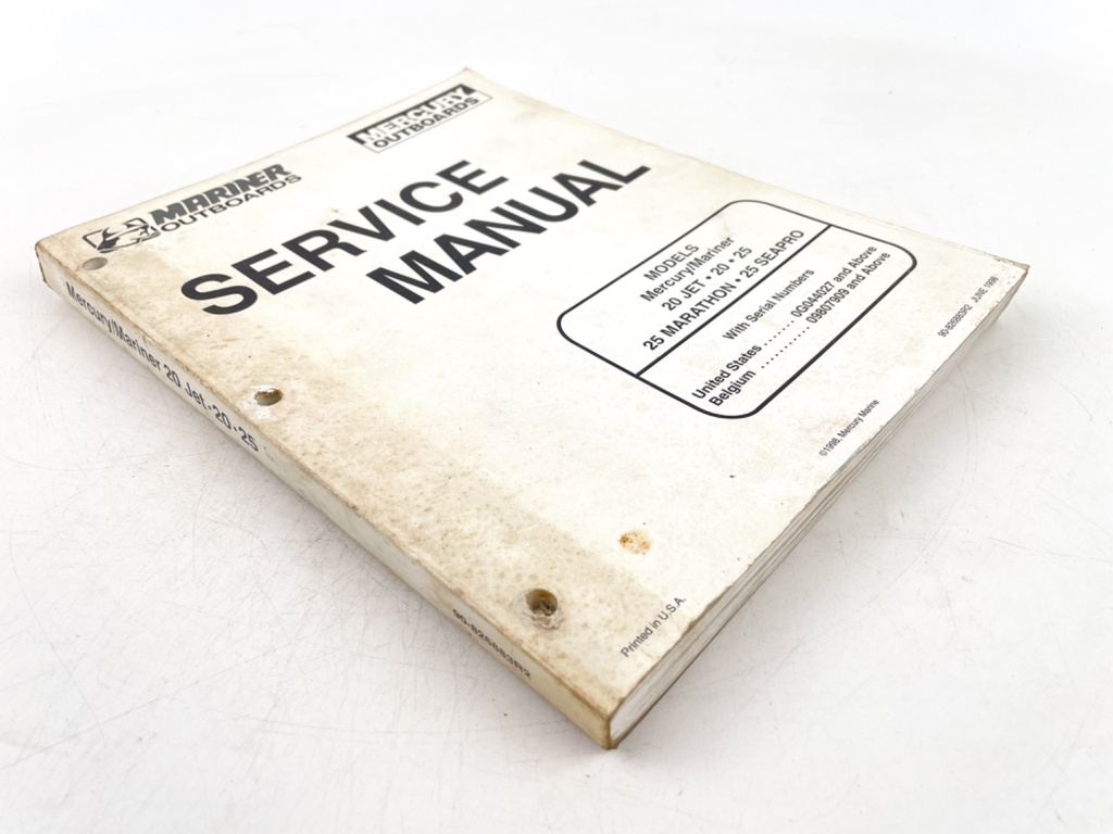 1998 Mercury Marine Mariner 20 25 hp Jet Marathon SeaPro Manual 90-826883R2