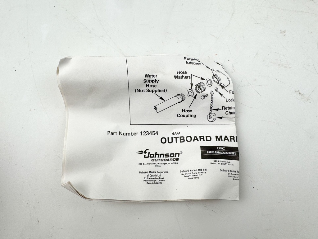 Johnson Evinrude BRP OMC Flush Adapter Kit New Old Stock 172367