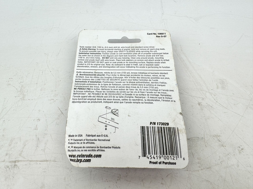 Evinrude Johnson Anode Kit Brand New OMC