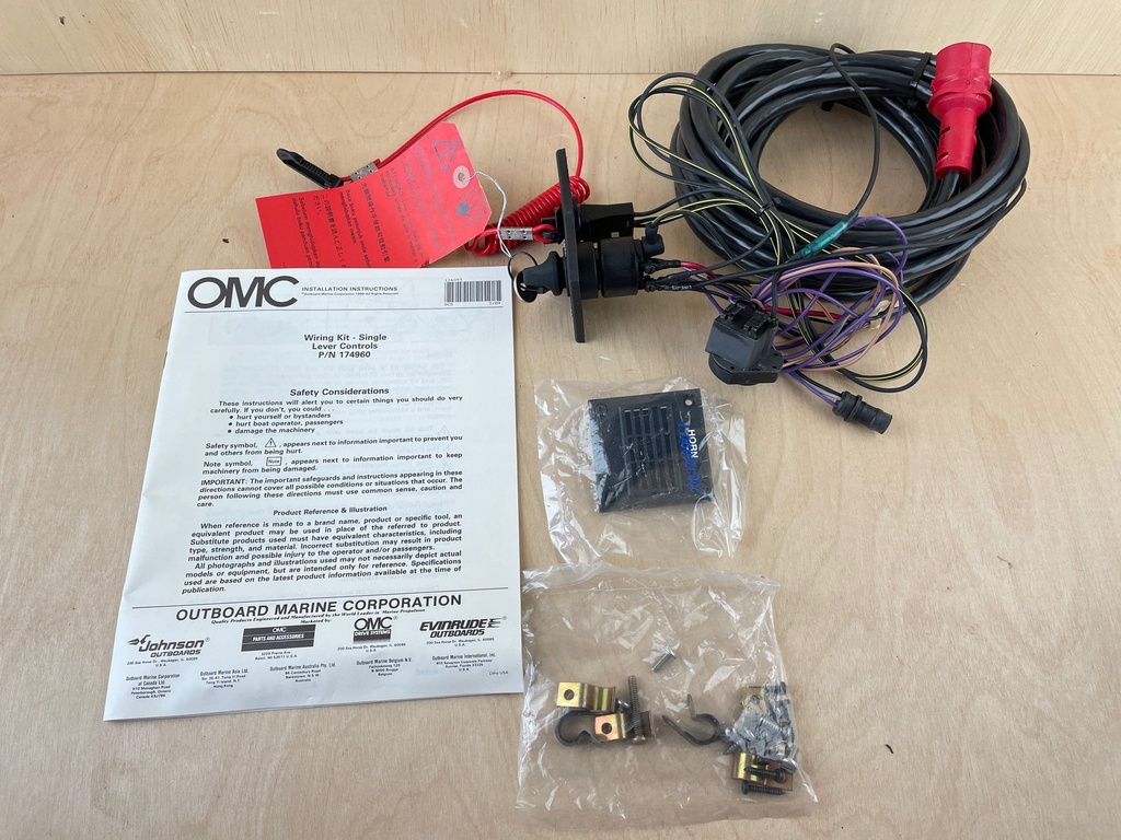 OMC Johnson Evinrude Single Engine Wiring Kit 20' Red Plug 174960 Brand New