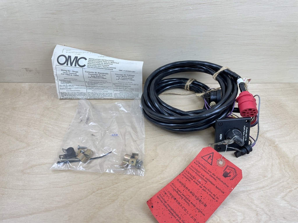 Johnson OMC Single Engine 20' Wiring Harness With Key Switch 0174645 New