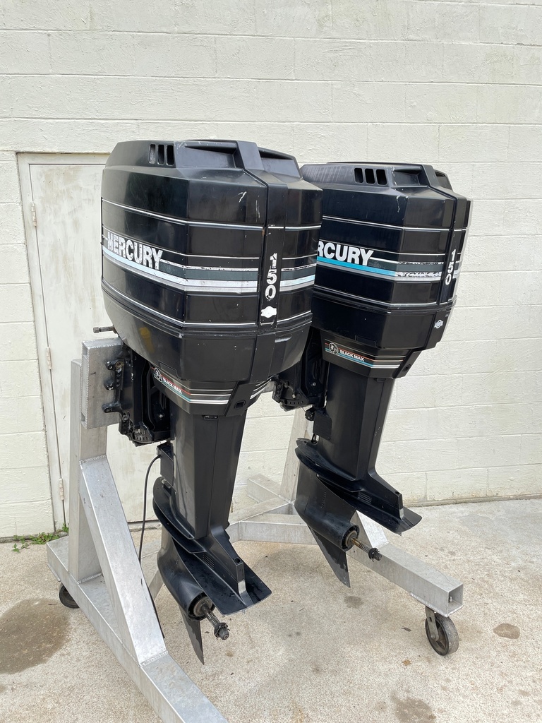 Mercury 150HP Black Max 25" Shaft 2 Stroke Outboard Engines Pair