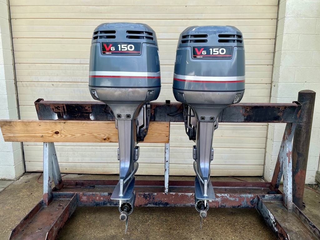 2 Yamaha 150HP 2 Stroke Outboards W/ 25" Shaft OX66 - Twins