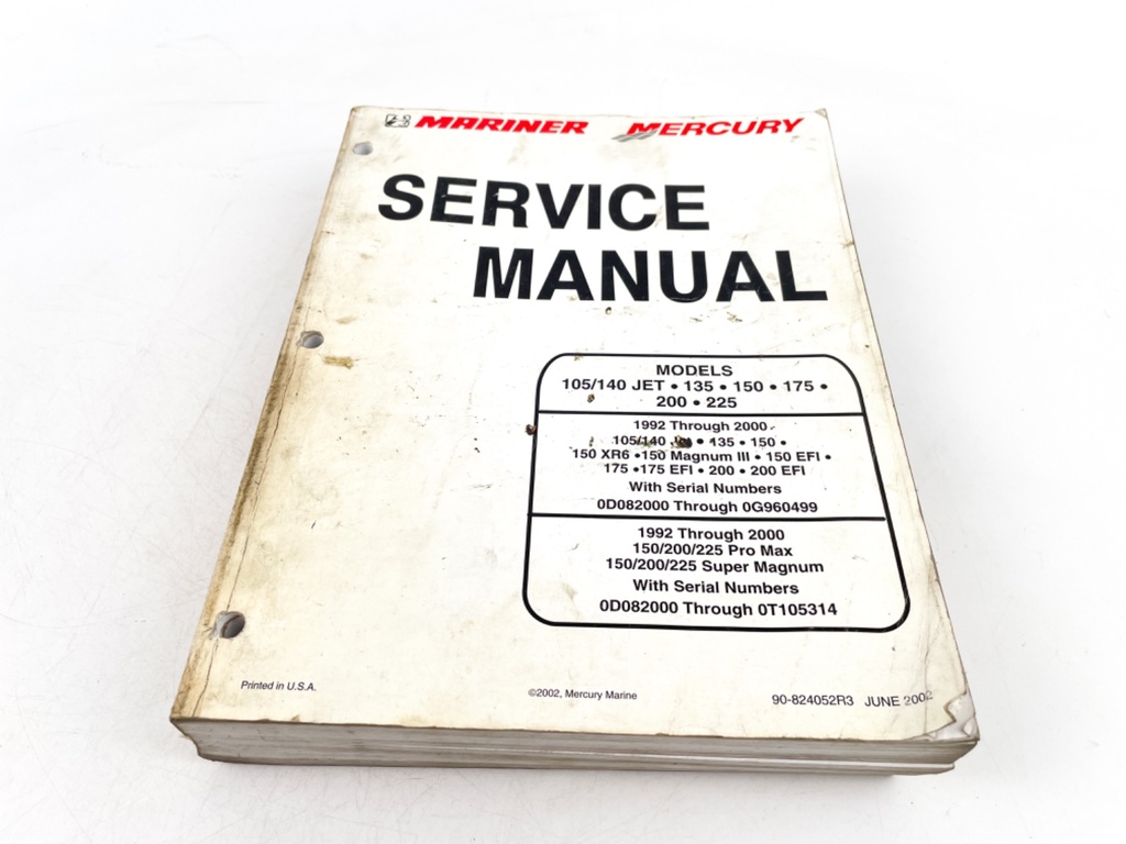 2002 Mercury Mariner 105/140 Jet 135/150/175 Models Service Manual 90-824052R3