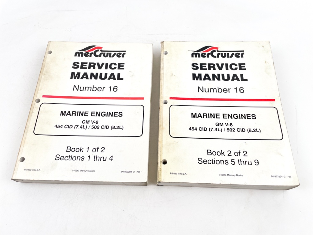 MerCruiser Manual #16 (2 Books) Marine Engines GM V-8 454/502 90-823224-2
