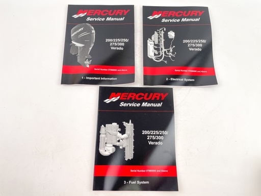 [023725] 2008 Mercury 200 thru 300 Verado Sec 1-6/7/8 Service Manual Set 90-896580101