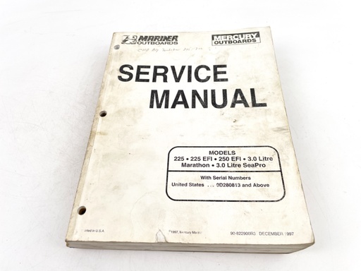 [019830] Mercury Mariner Outboards 225 HP EFI 250 HP EFI 3 Litre Shop Manual 90-822900r3