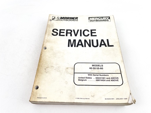 [019774] MERCURY OUTBOARD SERVICE MANUAL FOR 40/50/55/60 HP 90-852572R1
