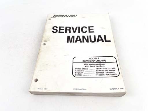 [019769] Mercury Outboards 35 / 40 HP 2 Cylinder Service Shop Manual 90-42794--1