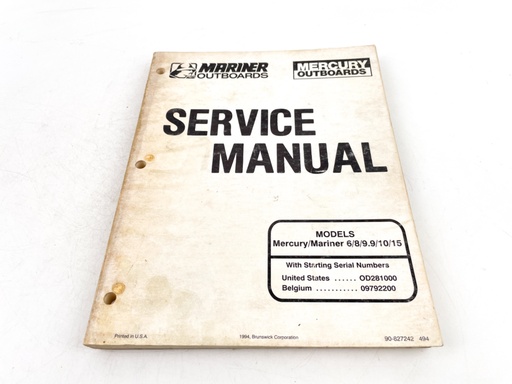 [019754] Mercury/Mariner Service Manual, Models 6/8/9.9/10/15 90-827242