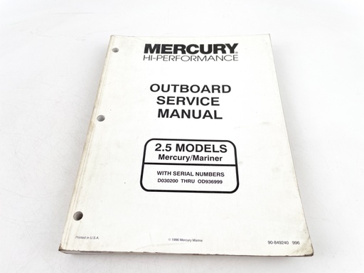 [019810] Mercury Hi-Performance Outboard Service Manual 2.5 Models 90-849240