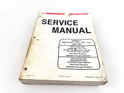 [019806] 2002 Mercury Mariner 105/140 Jet 135/150/175 Models Service Manual 90-824052R3