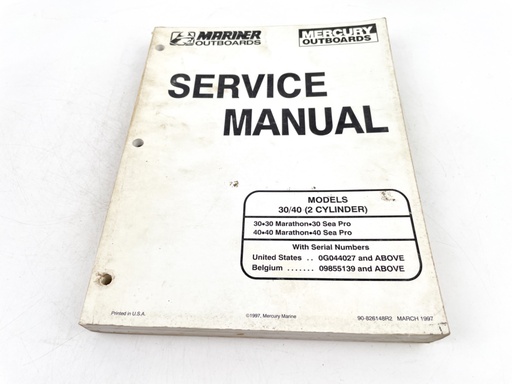 [019766] 1997 Mercury Mariner Outboards 30 / 40 HP 2 Cylinder Shop Manual 90-826148r2