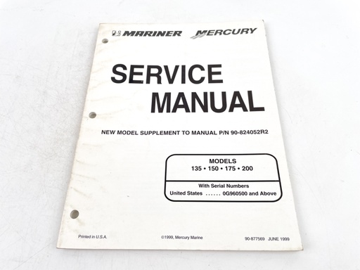[019764] 1999 Mercury/Mariner 135/150/175/200 Models Supplement Service Manual 90-877569