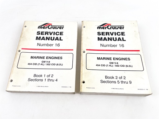 [019740] MerCruiser Manual #16 (2 Books) Marine Engines GM V-8 454/502 90-823224-2